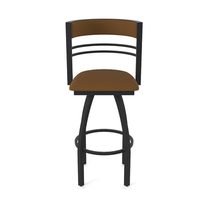 Swivel Counter Stool with Black Wrinkle Finish and Canter Thatch Seat and Back