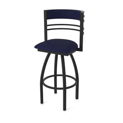 Swivel Counter Stool with Black Wrinkle Finish and Canter Twilight Seat and Back