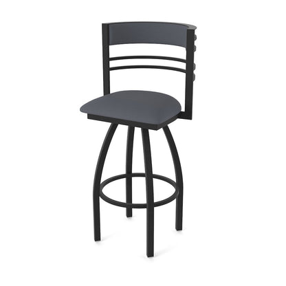 Swivel Counter Stool with Black Wrinkle Finish and Canter Storm Seat and Back