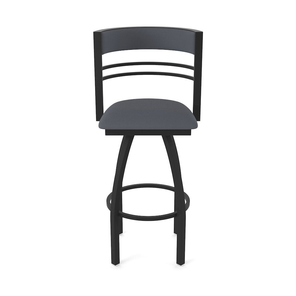 Swivel Counter Stool with Black Wrinkle Finish and Canter Storm Seat and Back