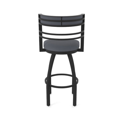 Swivel Counter Stool with Black Wrinkle Finish and Canter Storm Seat and Back