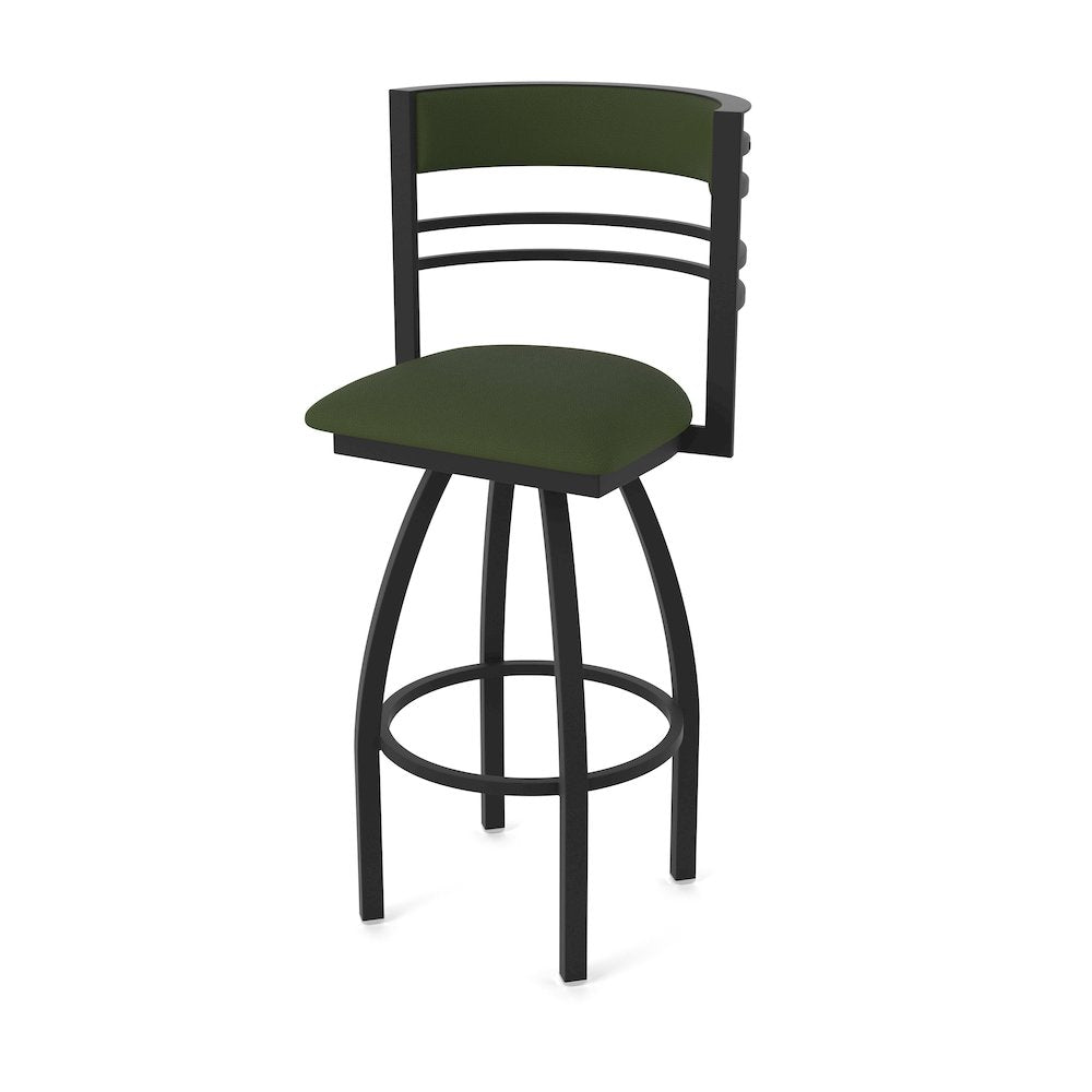 Swivel Counter Stool with Black Wrinkle Finish and Canter Pine Seat and Back