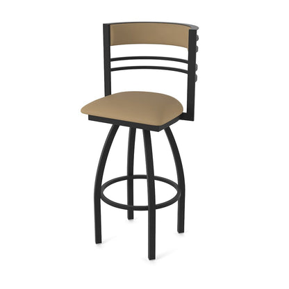 Swivel Counter Stool with Black Wrinkle Finish and Canter Sand Seat and Back
