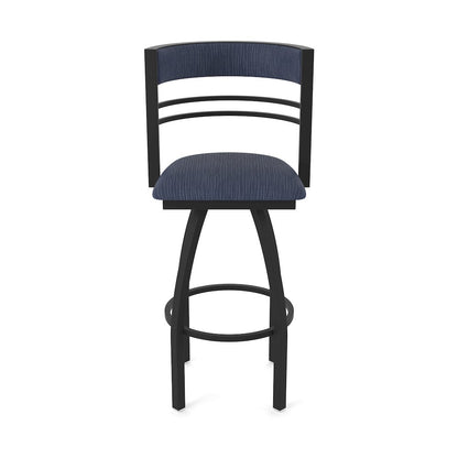 Swivel Counter Stool with Black Wrinkle Finish and Graph Anchor Seat and Back