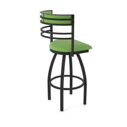 Swivel Counter Stool with Black Wrinkle Finish and Graph Parrot Seat and Back