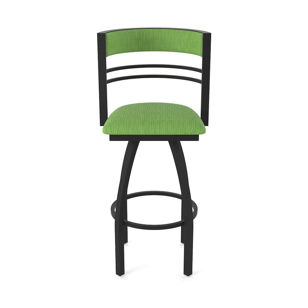 Swivel Counter Stool with Black Wrinkle Finish and Graph Parrot Seat and Back