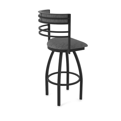 Swivel Counter Stool with Black Wrinkle Finish and Graph Coal Seat and Back