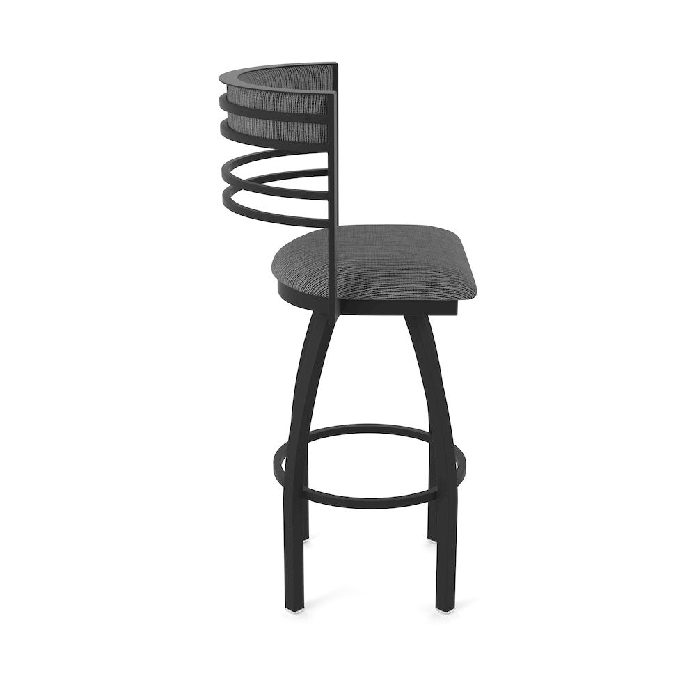Swivel Counter Stool with Black Wrinkle Finish and Graph Coal Seat and Back