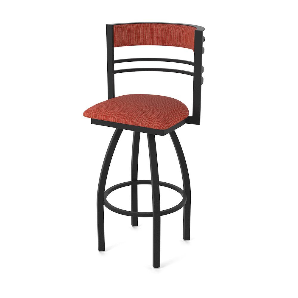 Swivel Counter Stool with Black Wrinkle Finish and Graph Poppy Seat and Back