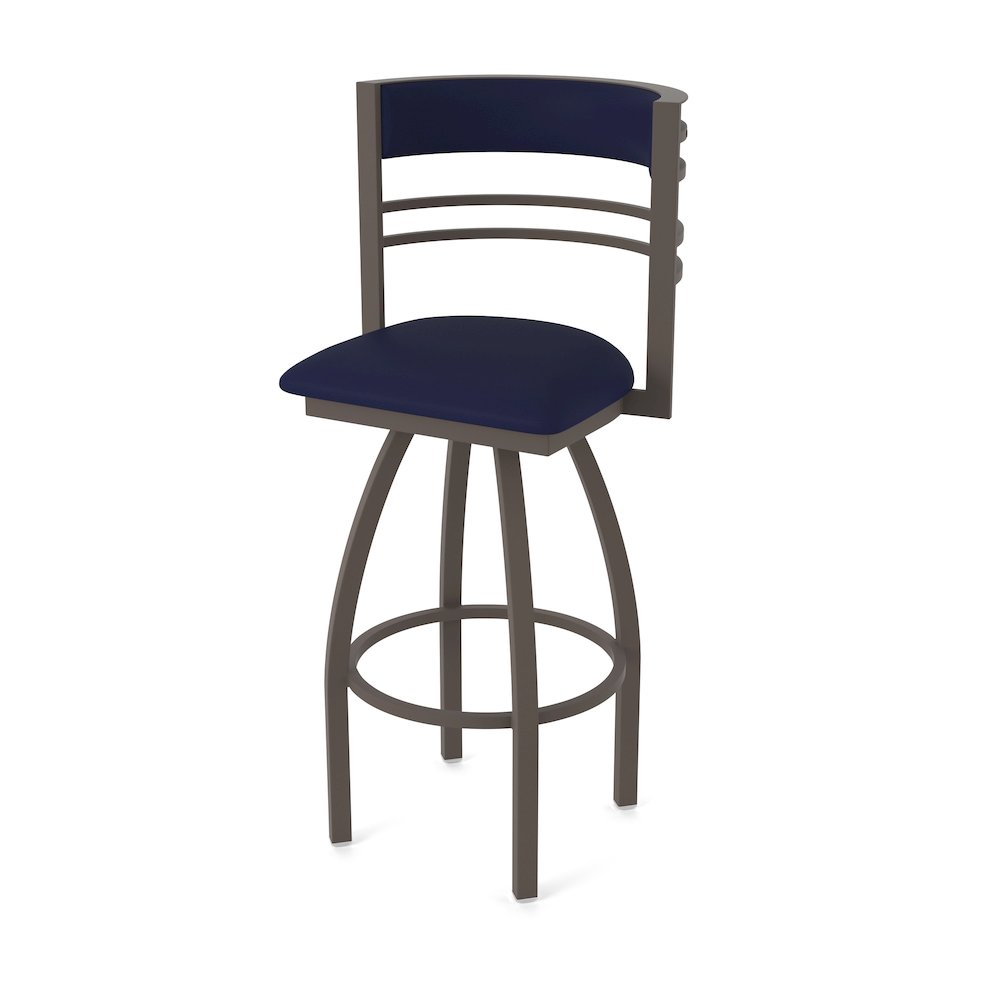 Swivel Counter Stool with Bronze Finish and Canter Twilight Seat and Back