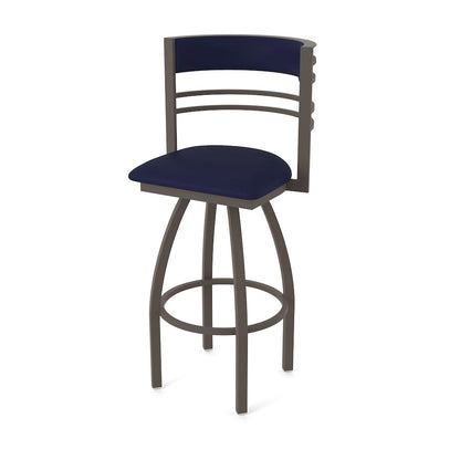 Swivel Counter Stool with Bronze Finish and Canter Twilight Seat and Back