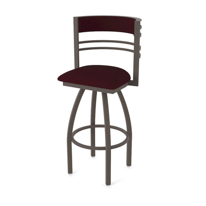 Swivel Counter Stool with Bronze Finish and Canter Bordeaux Seat and Back