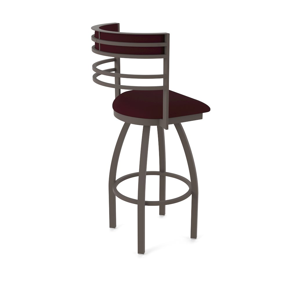 Swivel Counter Stool with Bronze Finish and Canter Bordeaux Seat and Back