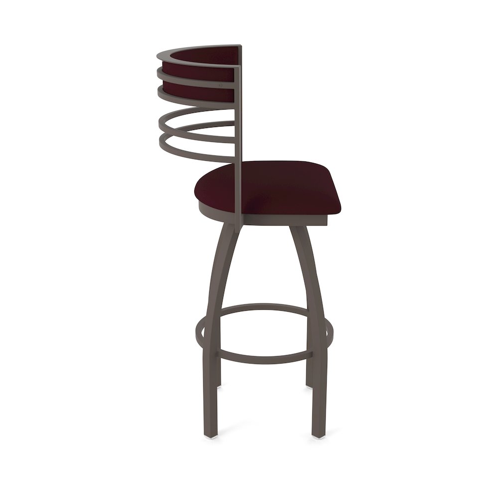 Swivel Counter Stool with Bronze Finish and Canter Bordeaux Seat and Back