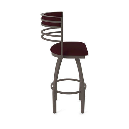 Swivel Counter Stool with Bronze Finish and Canter Bordeaux Seat and Back