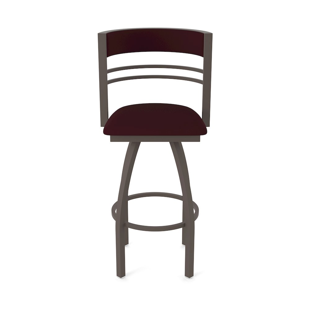 Swivel Counter Stool with Bronze Finish and Canter Bordeaux Seat and Back