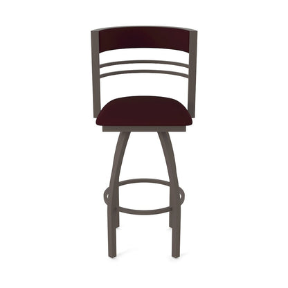 Swivel Counter Stool with Bronze Finish and Canter Bordeaux Seat and Back