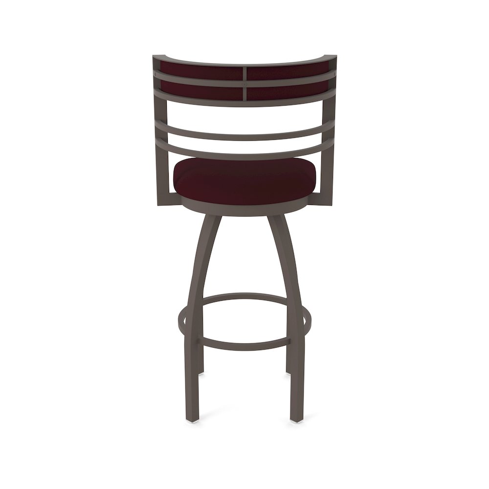 Swivel Counter Stool with Bronze Finish and Canter Bordeaux Seat and Back