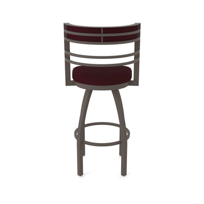 Swivel Counter Stool with Bronze Finish and Canter Bordeaux Seat and Back