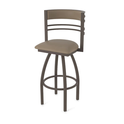 Swivel Counter Stool with Bronze Finish and Canter Earth Seat and Back
