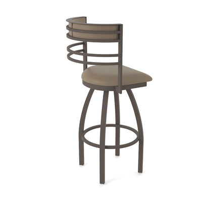 Swivel Counter Stool with Bronze Finish and Canter Earth Seat and Back