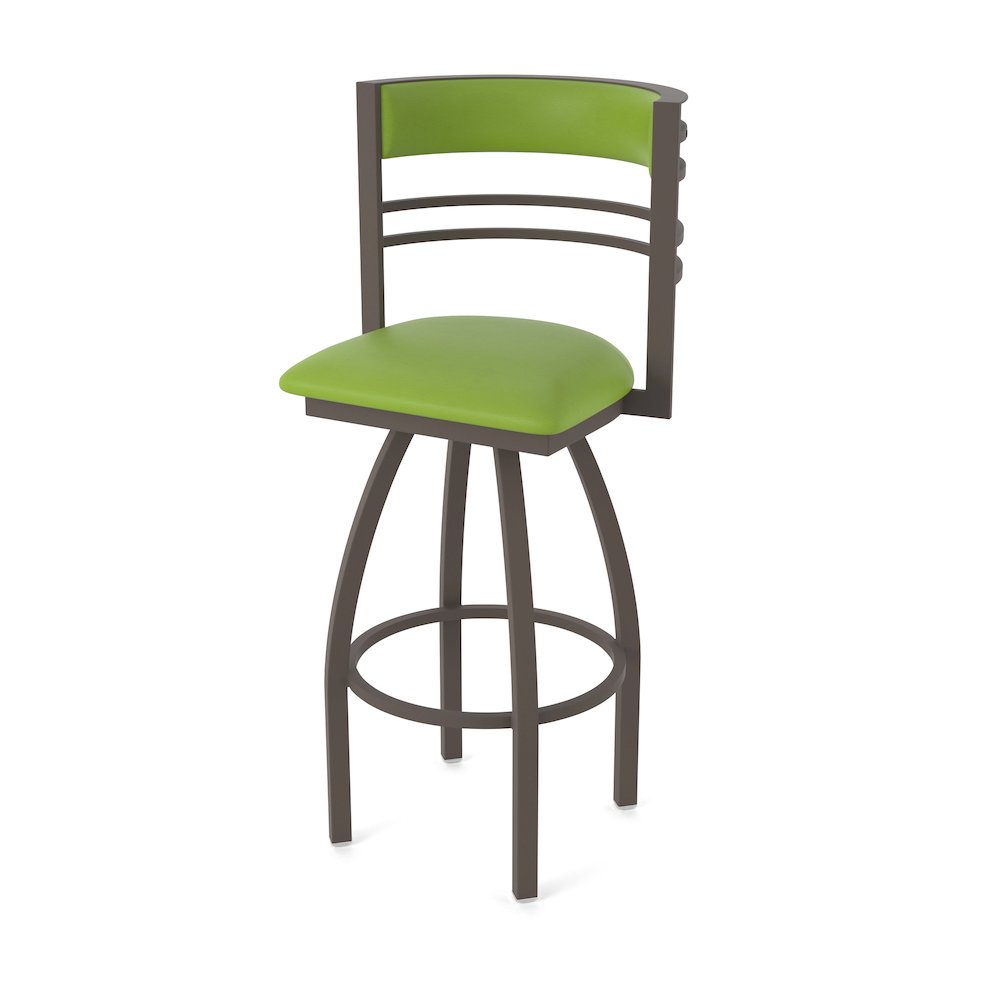 Swivel Counter Stool with Bronze Finish and Canter Kiwi Green Seat and Back