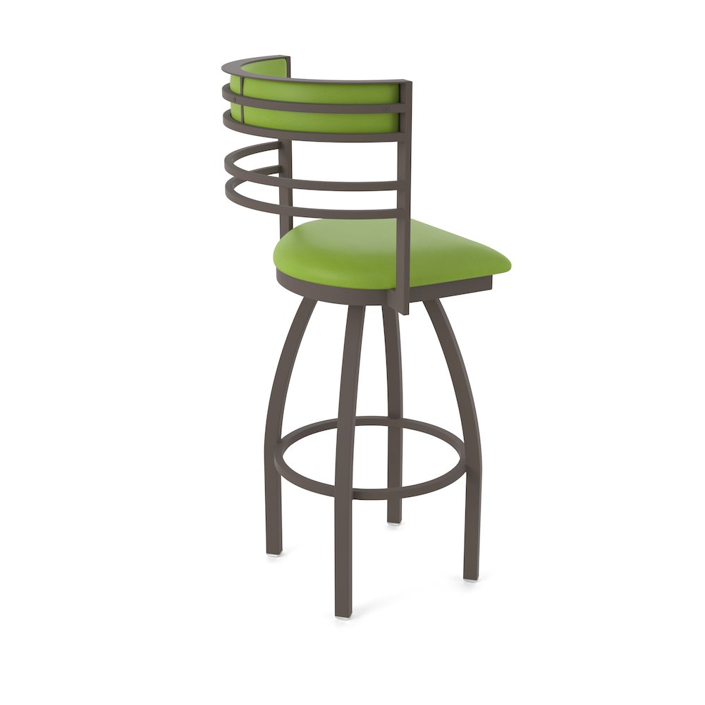 Swivel Counter Stool with Bronze Finish and Canter Kiwi Green Seat and Back