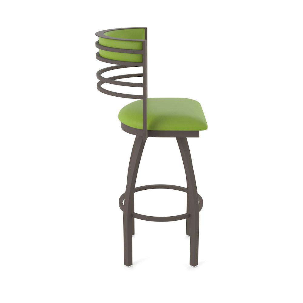 Swivel Counter Stool with Bronze Finish and Canter Kiwi Green Seat and Back