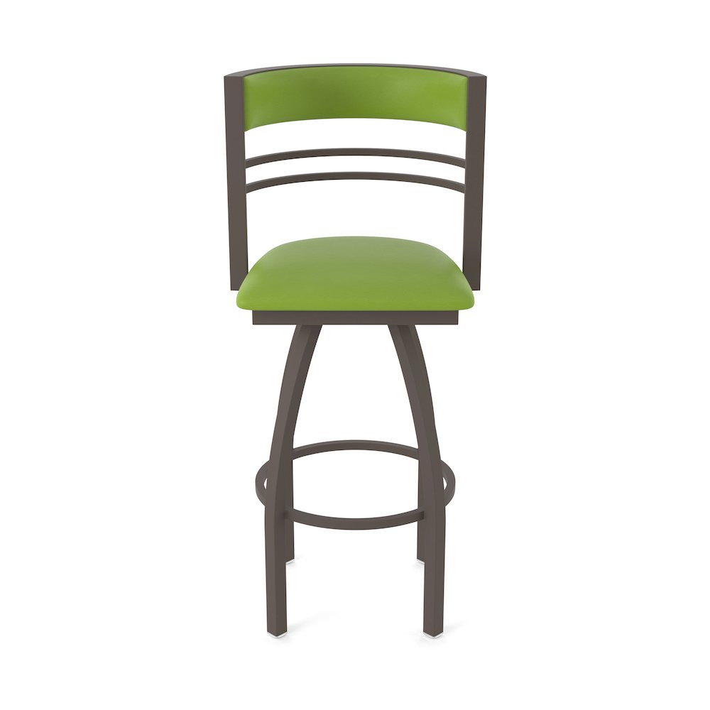 Swivel Counter Stool with Bronze Finish and Canter Kiwi Green Seat and Back