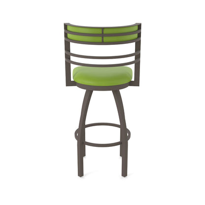 Swivel Counter Stool with Bronze Finish and Canter Kiwi Green Seat and Back