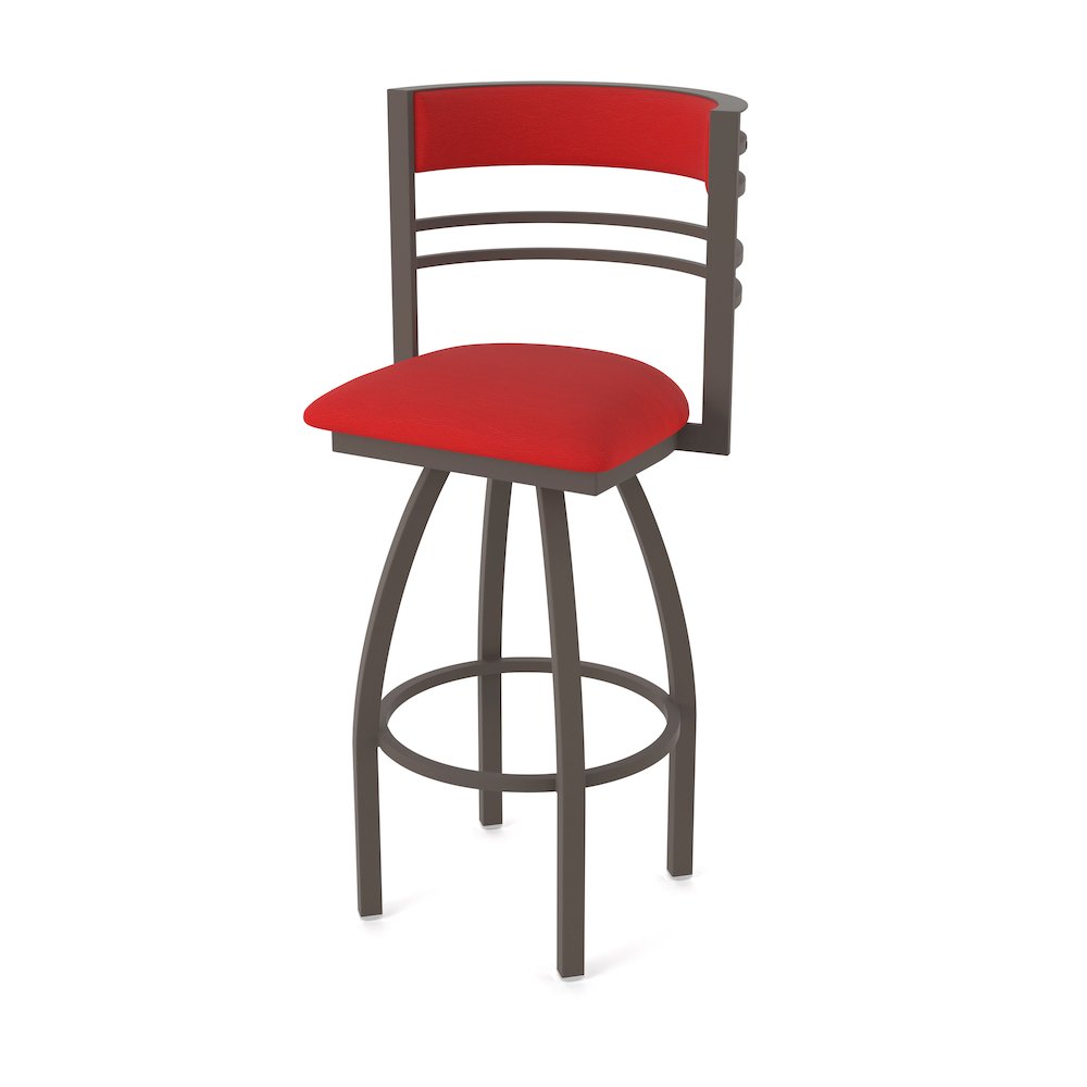 Swivel Counter Stool with Bronze Finish and Canter Red Seat and Back