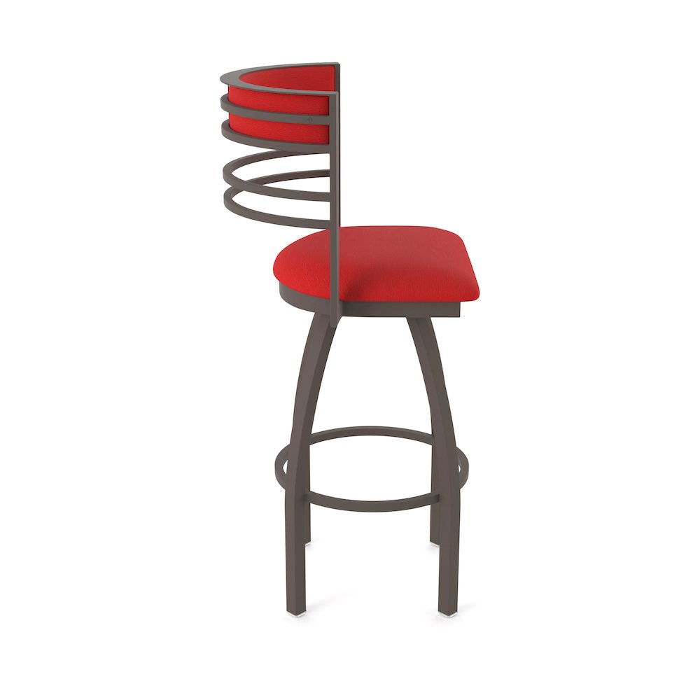 Swivel Counter Stool with Bronze Finish and Canter Red Seat and Back