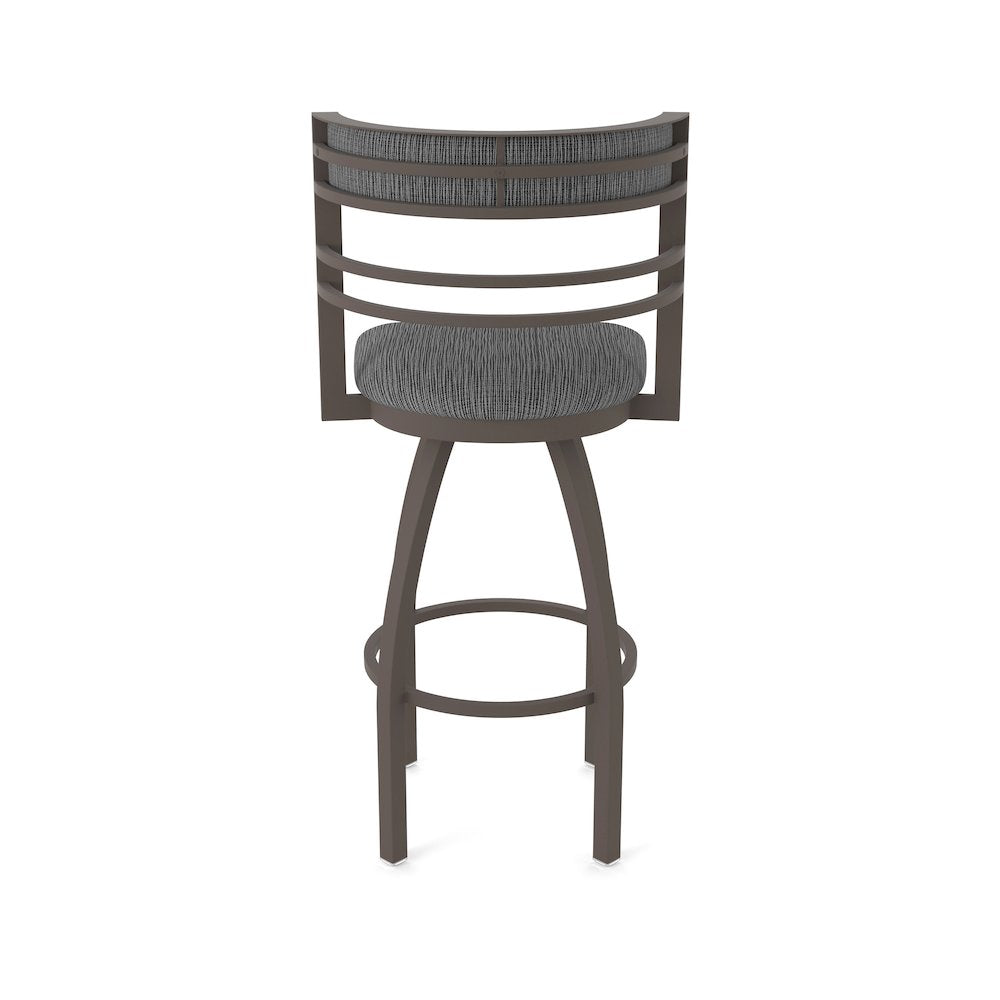 Swivel Counter Stool with Bronze Finish and Graph Coal Seat and Back