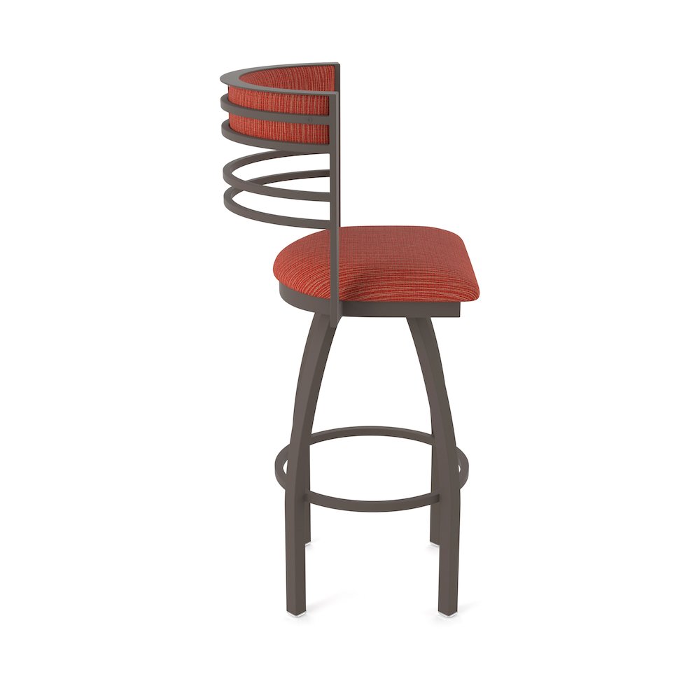 Swivel Counter Stool with Bronze Finish and Graph Poppy Seat and Back