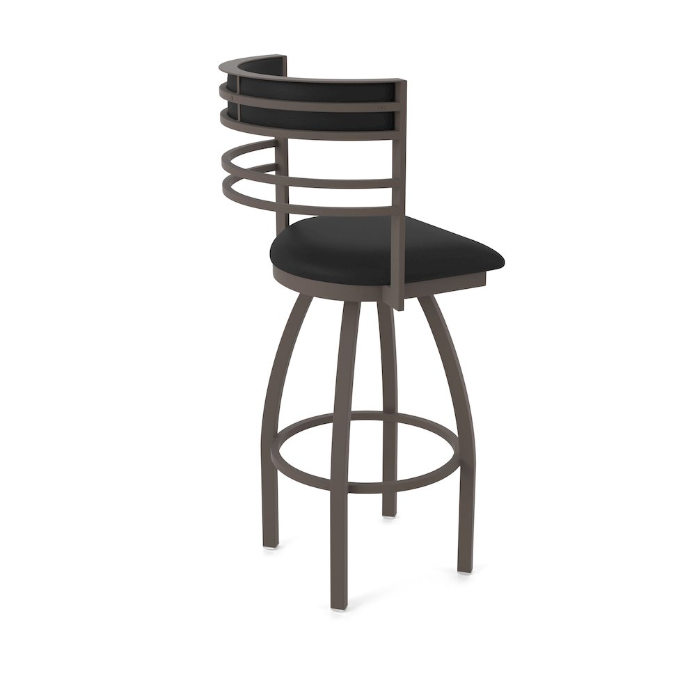 Swivel Counter Stool with Bronze Finish and Black Vinyl Seat and Back