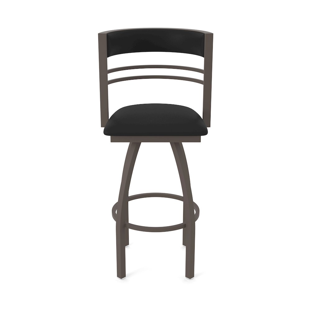 Swivel Counter Stool with Bronze Finish and Black Vinyl Seat and Back