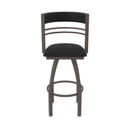 Swivel Counter Stool with Bronze Finish and Black Vinyl Seat and Back