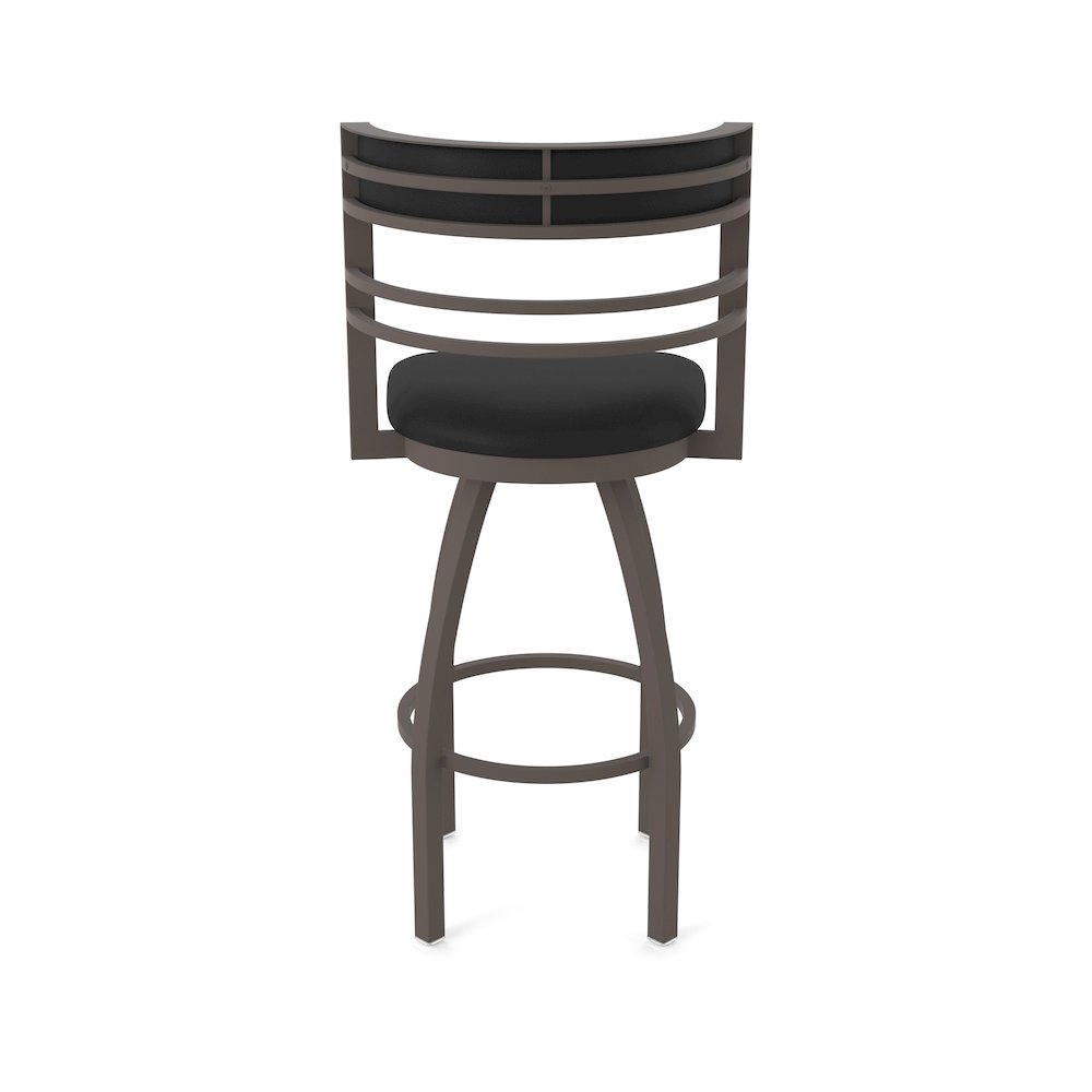 Swivel Counter Stool with Bronze Finish and Black Vinyl Seat and Back
