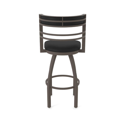 Swivel Counter Stool with Bronze Finish and Black Vinyl Seat and Back