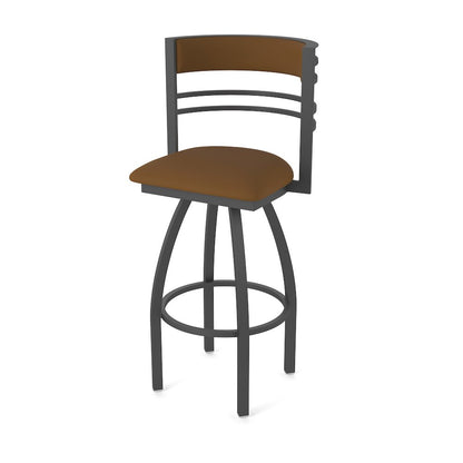 Swivel Counter Stool with Pewter Finish and Canter Thatch Seat and Back