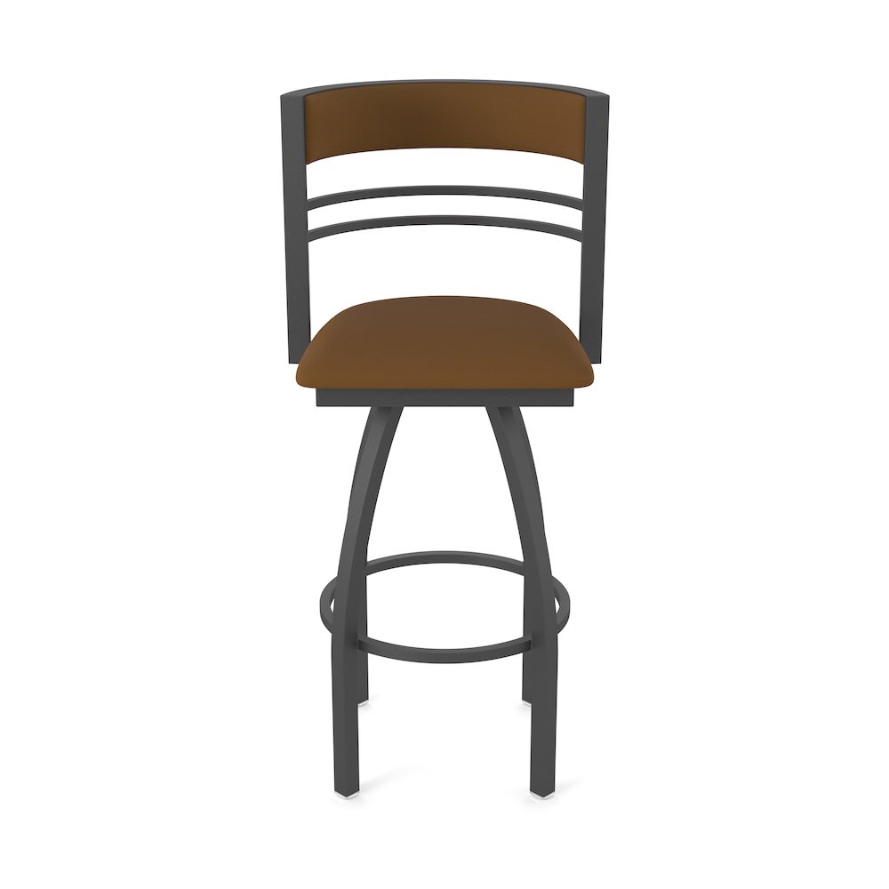 Swivel Counter Stool with Pewter Finish and Canter Thatch Seat and Back