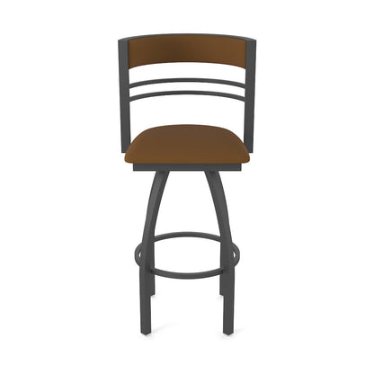 Swivel Counter Stool with Pewter Finish and Canter Thatch Seat and Back