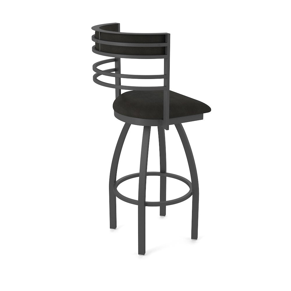 Swivel Counter Stool with Pewter Finish and Canter Espresso Seat and Back