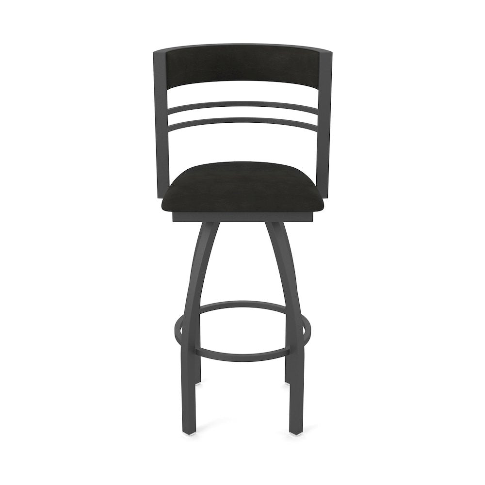 Swivel Counter Stool with Pewter Finish and Canter Espresso Seat and Back