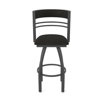 Swivel Counter Stool with Pewter Finish and Canter Espresso Seat and Back