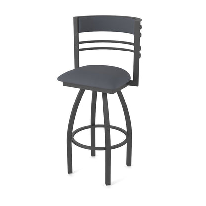 Swivel Counter Stool with Pewter Finish and Canter Storm Seat and Back