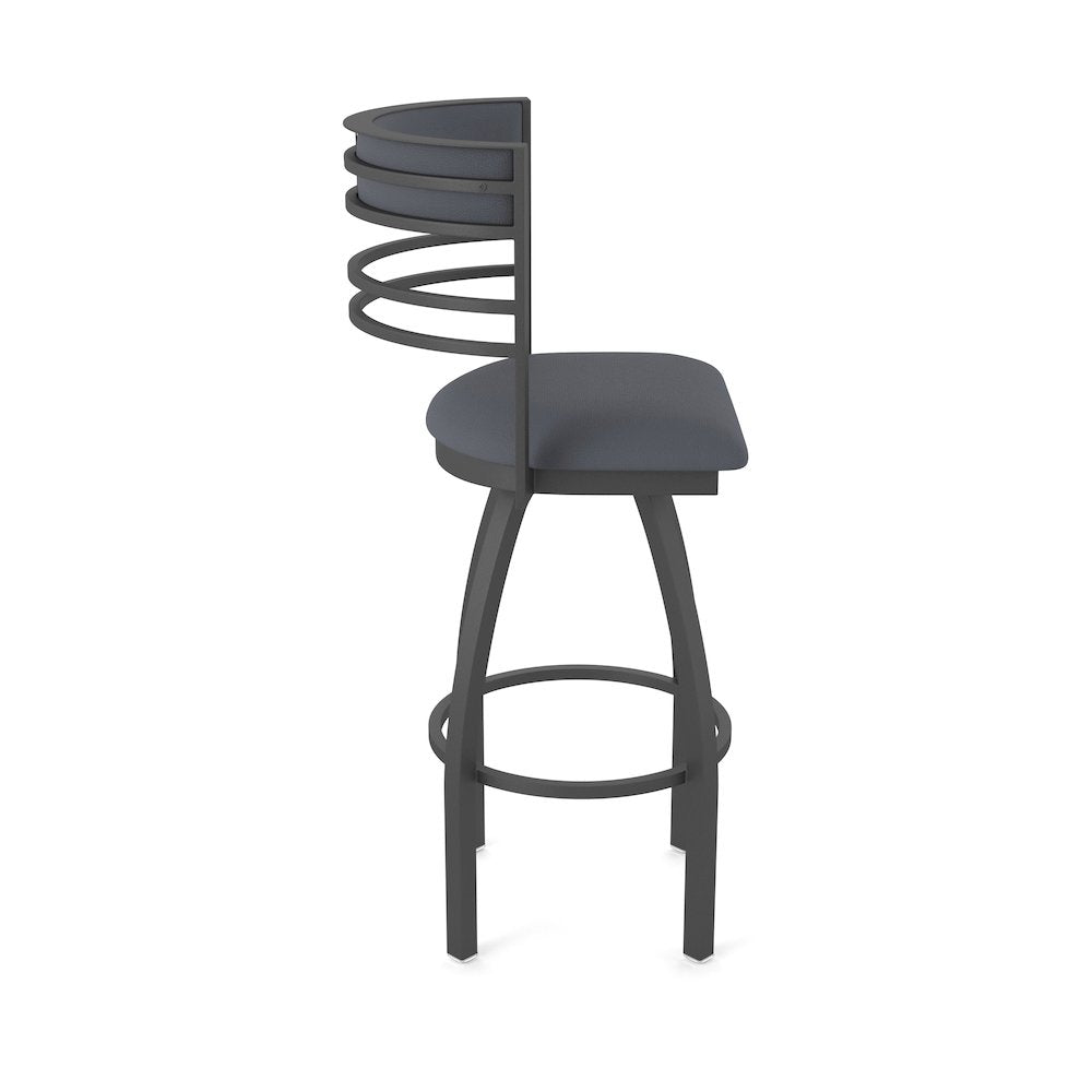 Swivel Counter Stool with Pewter Finish and Canter Storm Seat and Back