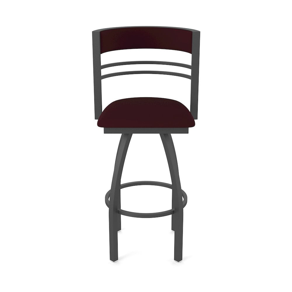 Swivel Counter Stool with Pewter Finish and Canter Bordeaux Seat and Back