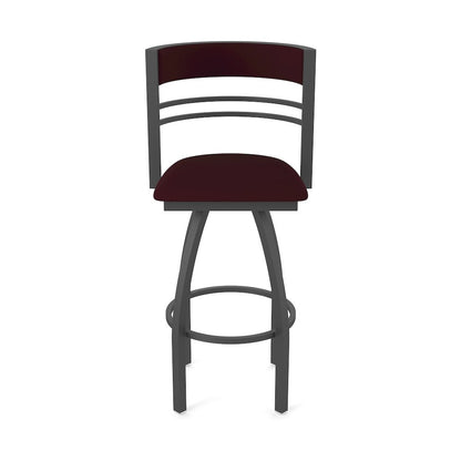Swivel Counter Stool with Pewter Finish and Canter Bordeaux Seat and Back