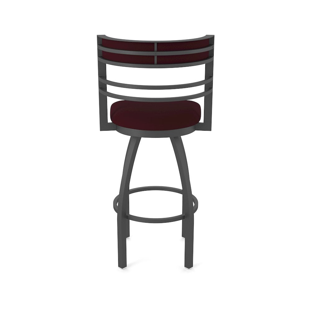 Swivel Counter Stool with Pewter Finish and Canter Bordeaux Seat and Back